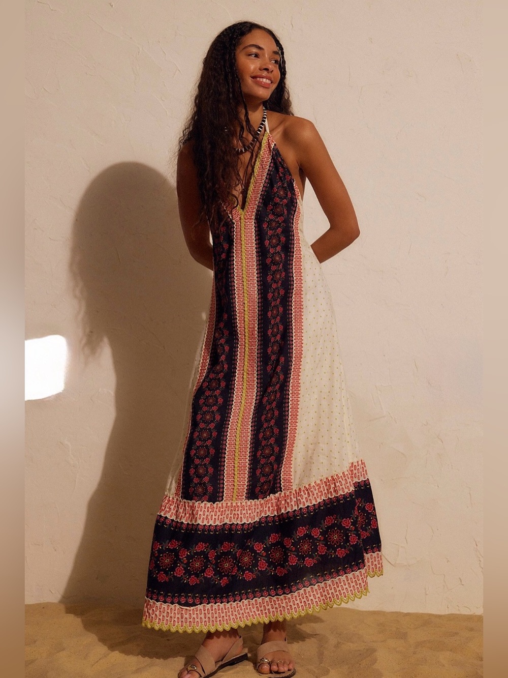 NWT Free People Serene Maxi Dress Size Small Ivory Combo Boho
